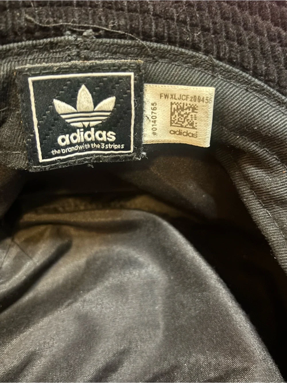 Adidas Originals Black Corduroy Bucket Hat Trefoil Logo Streetwear Unisex OS
